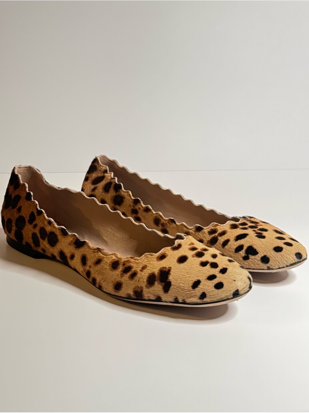 Chloé Leopard Haircalf Scalloped Ballet Flats EU 40 / US 9.5 Authentic